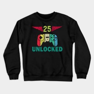 Level 25 Unlocked Awesome Since 1995 - Gamers lovers Crewneck Sweatshirt